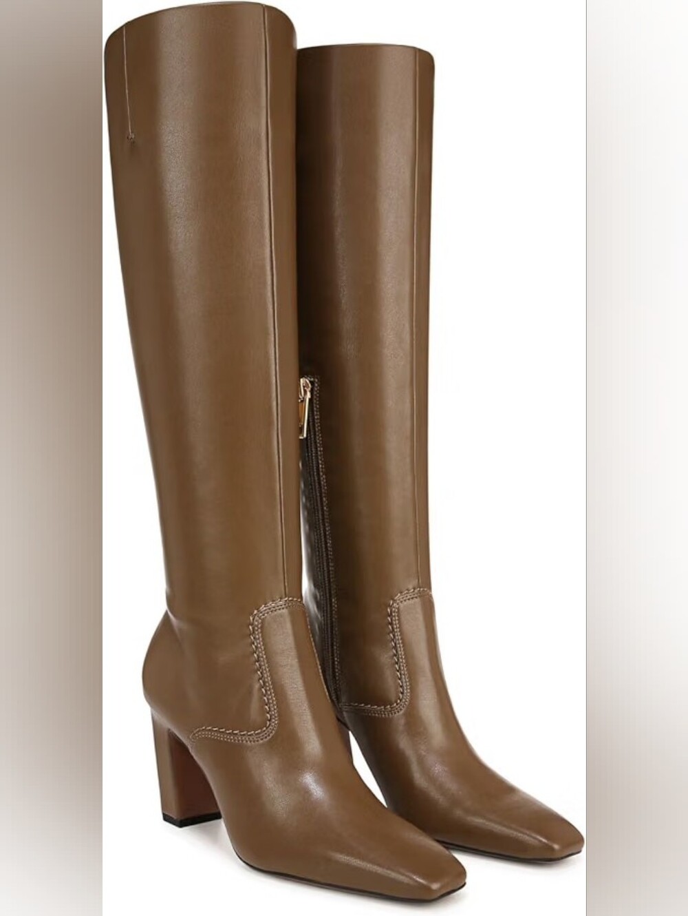Franco Women's Tall Brown Leather Zip-Front Boots 9.5m